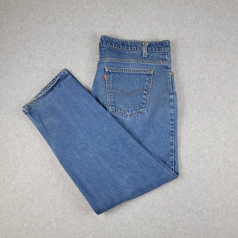Vintage Levis 505 Orange Tab Straight Leg Blue Denim‎ Jeans Men's 40x30 USA 80's